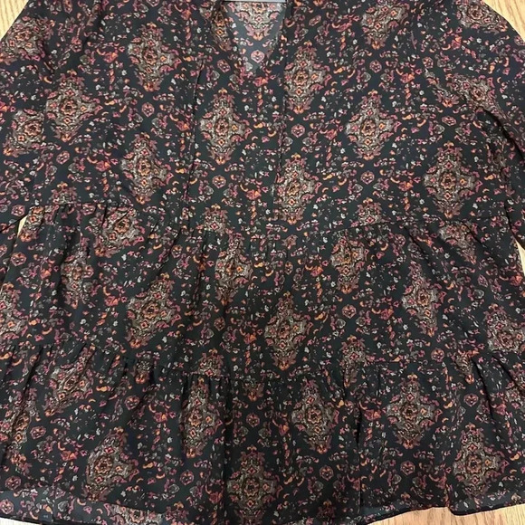 Women’s‎ 3XL Patterned Peplum Sleeve Blouse - Picture 7 of 8